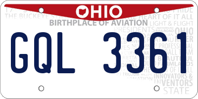 OH license plate GQL3361