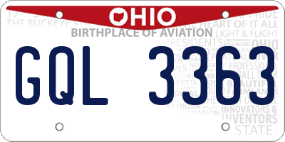 OH license plate GQL3363