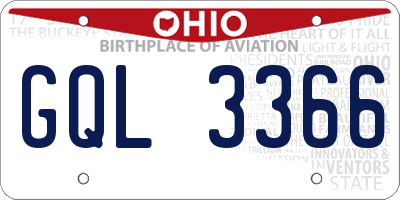 OH license plate GQL3366