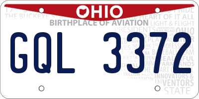 OH license plate GQL3372