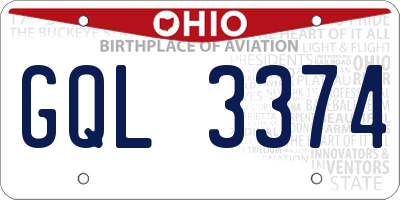 OH license plate GQL3374