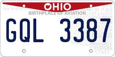 OH license plate GQL3387