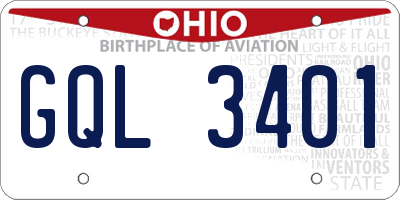 OH license plate GQL3401