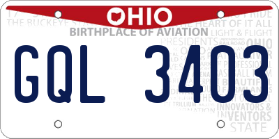 OH license plate GQL3403