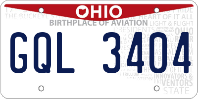 OH license plate GQL3404