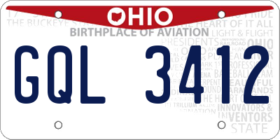 OH license plate GQL3412