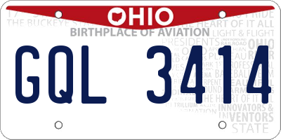 OH license plate GQL3414