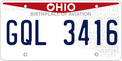 OH license plate GQL3416