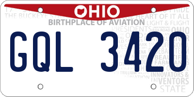 OH license plate GQL3420