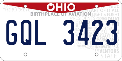 OH license plate GQL3423