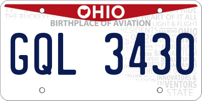 OH license plate GQL3430