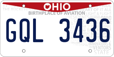 OH license plate GQL3436