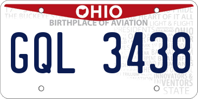 OH license plate GQL3438