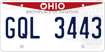 OH license plate GQL3443