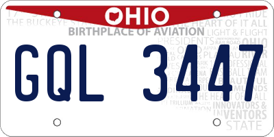 OH license plate GQL3447