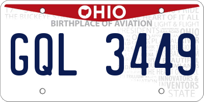OH license plate GQL3449
