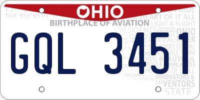 OH license plate GQL3451