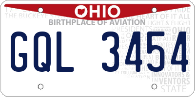 OH license plate GQL3454