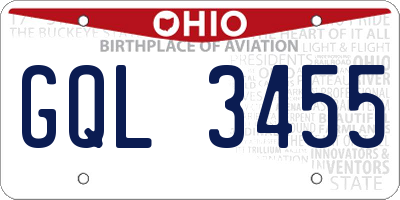 OH license plate GQL3455