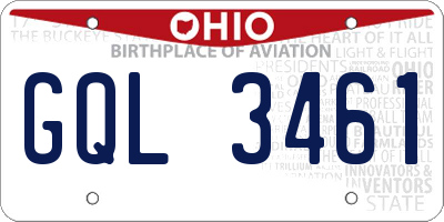 OH license plate GQL3461