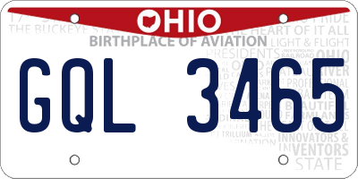 OH license plate GQL3465