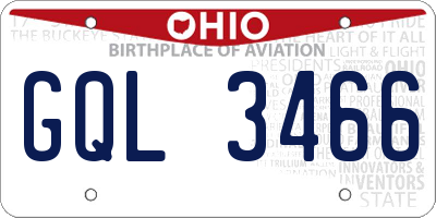 OH license plate GQL3466