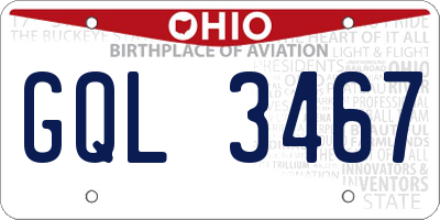 OH license plate GQL3467