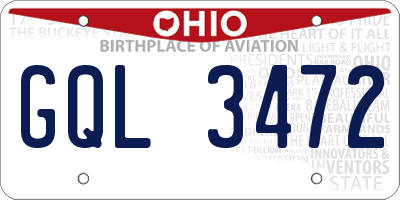 OH license plate GQL3472