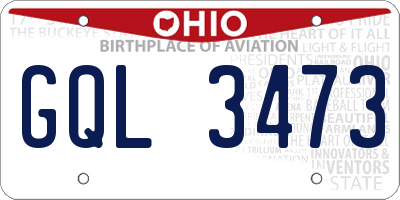 OH license plate GQL3473