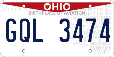 OH license plate GQL3474
