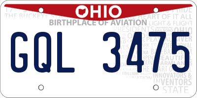 OH license plate GQL3475