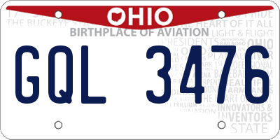 OH license plate GQL3476