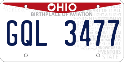 OH license plate GQL3477