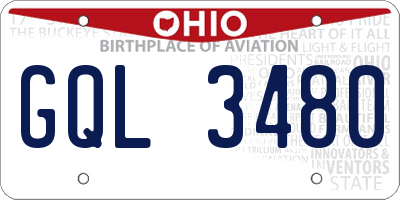 OH license plate GQL3480