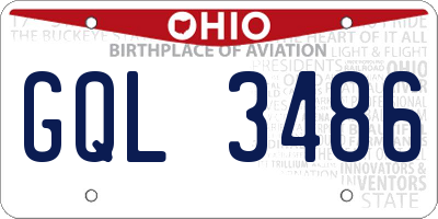 OH license plate GQL3486