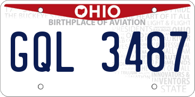 OH license plate GQL3487