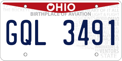 OH license plate GQL3491