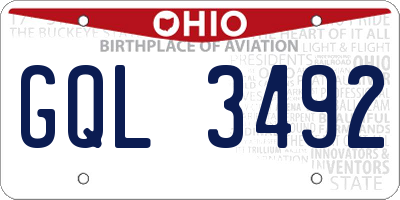 OH license plate GQL3492