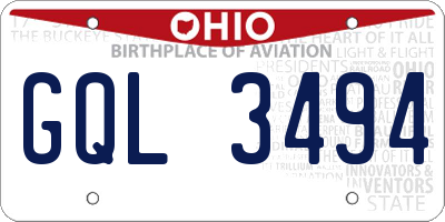 OH license plate GQL3494