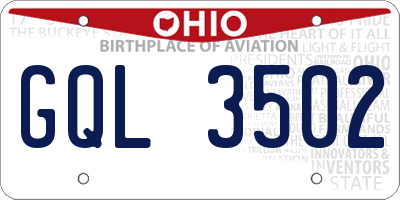 OH license plate GQL3502
