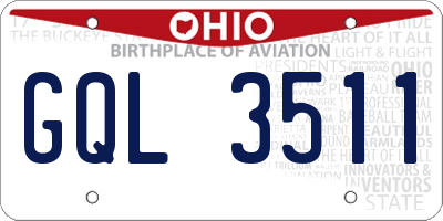 OH license plate GQL3511
