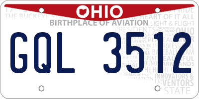 OH license plate GQL3512
