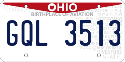 OH license plate GQL3513