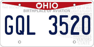OH license plate GQL3520