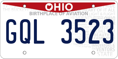 OH license plate GQL3523