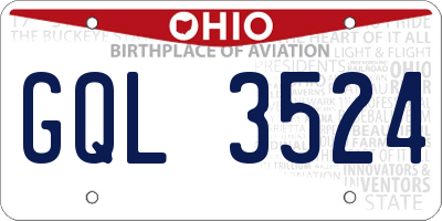 OH license plate GQL3524