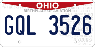OH license plate GQL3526