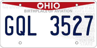 OH license plate GQL3527