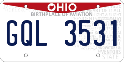 OH license plate GQL3531