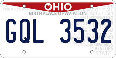 OH license plate GQL3532